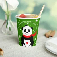 Cute Happy Birthday Panda with Bowler Hat & Scarf Paper Cups