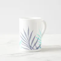 Coastal Tropical botanical leaf Bone China Mug