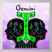 Gemini Hand  Drawn Art Horoscope Sign