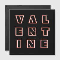 Modern Typography Valentines Magnetic Black Card