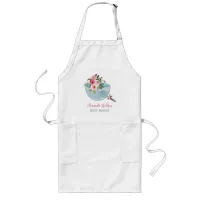 Personalized Floral Bowl and Whisker Bakers Long Apron