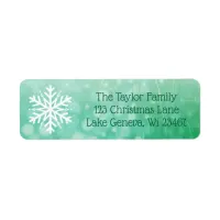 Green Christmas Snowflake Holiday Label