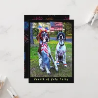 Patriotic Dogs & Fireworks Independence Day Party Card