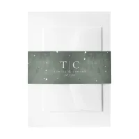 Rustic Winter Wedding Snowflakes Green ID1049 Invitation Belly Band