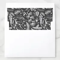 Botanical Christmas Foliage Pine Berries Pattern Envelope Liner