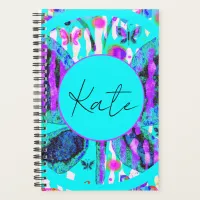 Custom Name Watercolor Butterfly Blue Purple Pink  Planner