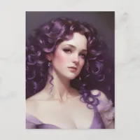 Woman with Curly Purple Hair Postcard