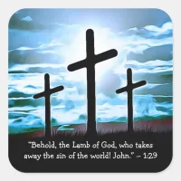 Bible Verse Crosses, Religious Christian Square Sticker