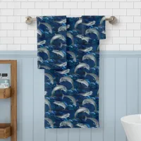 Ocean Underwater Dolphins and Fish Bath Towel Set