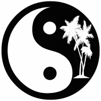 Black and White Palm Tree Yin Yang Symbol Cutout