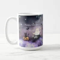 Cute Cat and Ghost Halloween Coffee Mug