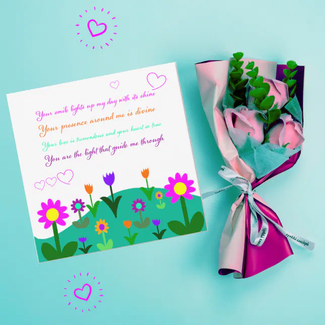 Mother’s Day poetry and flourished hill Card