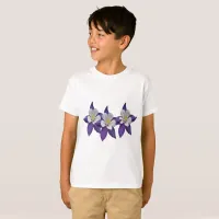 Columbine Purple and White Flowers Kids T-shirt