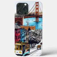 San Francisco, California Comic Book Style Art iPhone 13 Pro Max Case