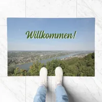 Willkommen German Welcome Scenic Rhine Valley Doormat