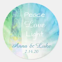 *~*  Healing Energy Hand - Peace  Love Light Classic Round Sticker