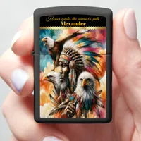 African warrior with eagles. zippo lighter