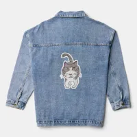 Fun Cranky Cat Friend Doodle Art Fun Denim Jacket