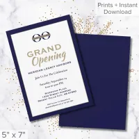 Navy Blue Gold Grand Opening Invitation