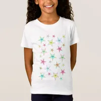 Cute stars with faces in pastel colors  T-Shirt