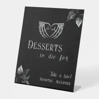 Gothic Heart Whimsigoth Silver Wedding Desserts Pedestal Sign