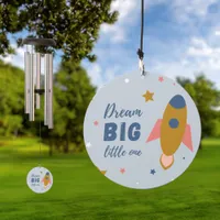 Dream Big Little One Cute Cartoon Space Rocket Wind Chime