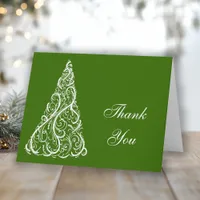 Green Christmas Tree Winter Holiday Thank You