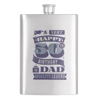  Vintage Retro Style Typography 50th Birthday Dad  Flask