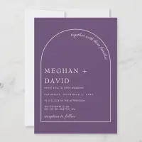 Purple Modern Arch Wedding  Invitation