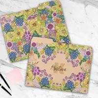 Hand-Drawn Colorful Flowers Name and Initial File Folder