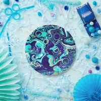  Blue Teal Ocean Swirls Fluid Art Paper Plates