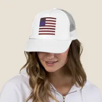 Modern Embossed American Flag Trucker Hat