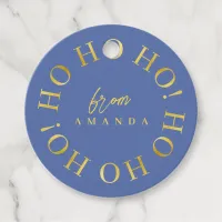 Blue Gold Christmas Ho Ho Ho ID1009 Favor Tags