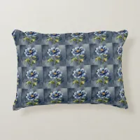 Blue flower watercolour pattern accent pillow