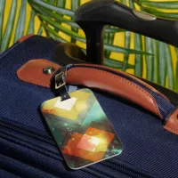 Seventies Orange Abstract Techno Triangles Luggage Tag