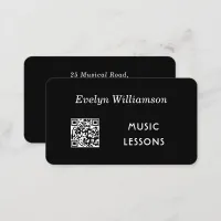 Personalised Music Teacher Minimalist Black White Business Card