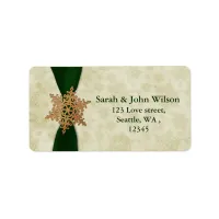 green wedding snowflake return address label