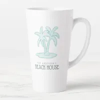 Beach House Palm Trees Aqua Blue/Sand ID623 Latte Mug