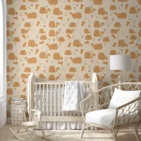 Boho Brown Cats & Rainbows Pale Brown Nursery Wallpaper