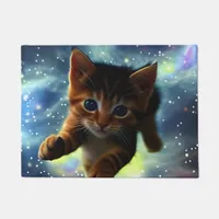 Kitten Flying In Space Doormat