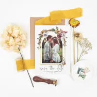 Elegant Boho Floral Arch Photo Save the Date