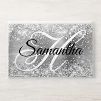 Silver Glitter Foil Fancy Monogram HP Laptop Skin