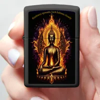 Radiant Buddha surrounded by flames. Generative AI Zippo Lighter