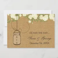 burlap He said, She said bridal shower game card