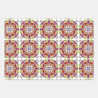 Red Cardinals and Colorful Flowers Birthday   Wrapping Paper Sheets