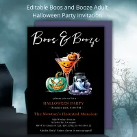 Boos And Booze Coctails Halloween Party Invitation