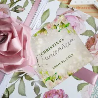 Charming Watercolor Pink Roses Quincea&#241;era Favor Tags