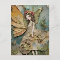 Adorable Fairy Mixed Media Collage Postcard