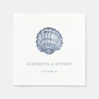 Rustic Blue Seashells Marine Ocean Beach Wedding  Napkins