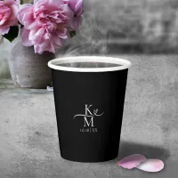 Love Calligraphy Initials Heart White B&W ID940 Paper Cups